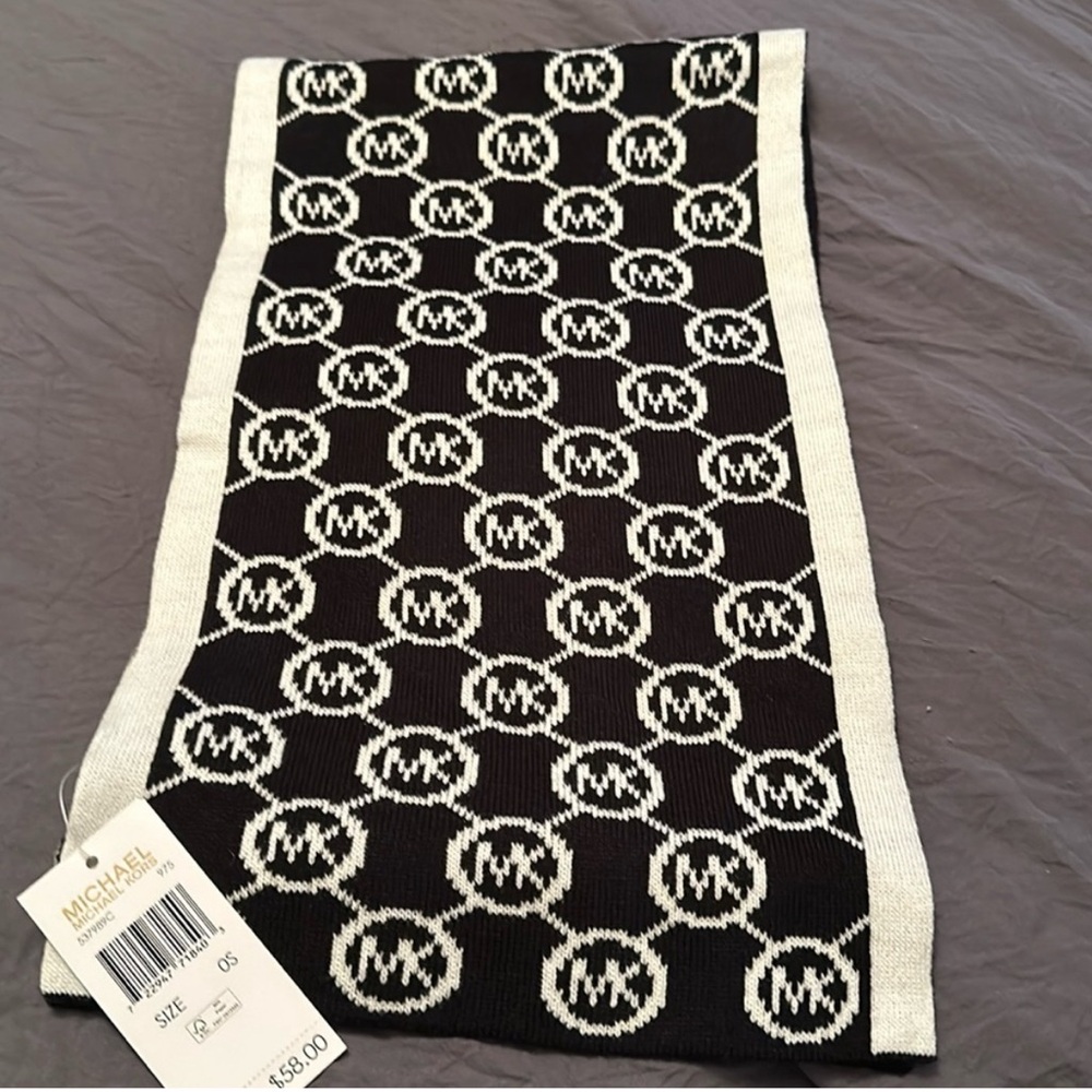 Michael Kors Black and White Logo Scarf